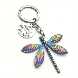 Dragonfly Keychain Keyring with Inspirational Slogan